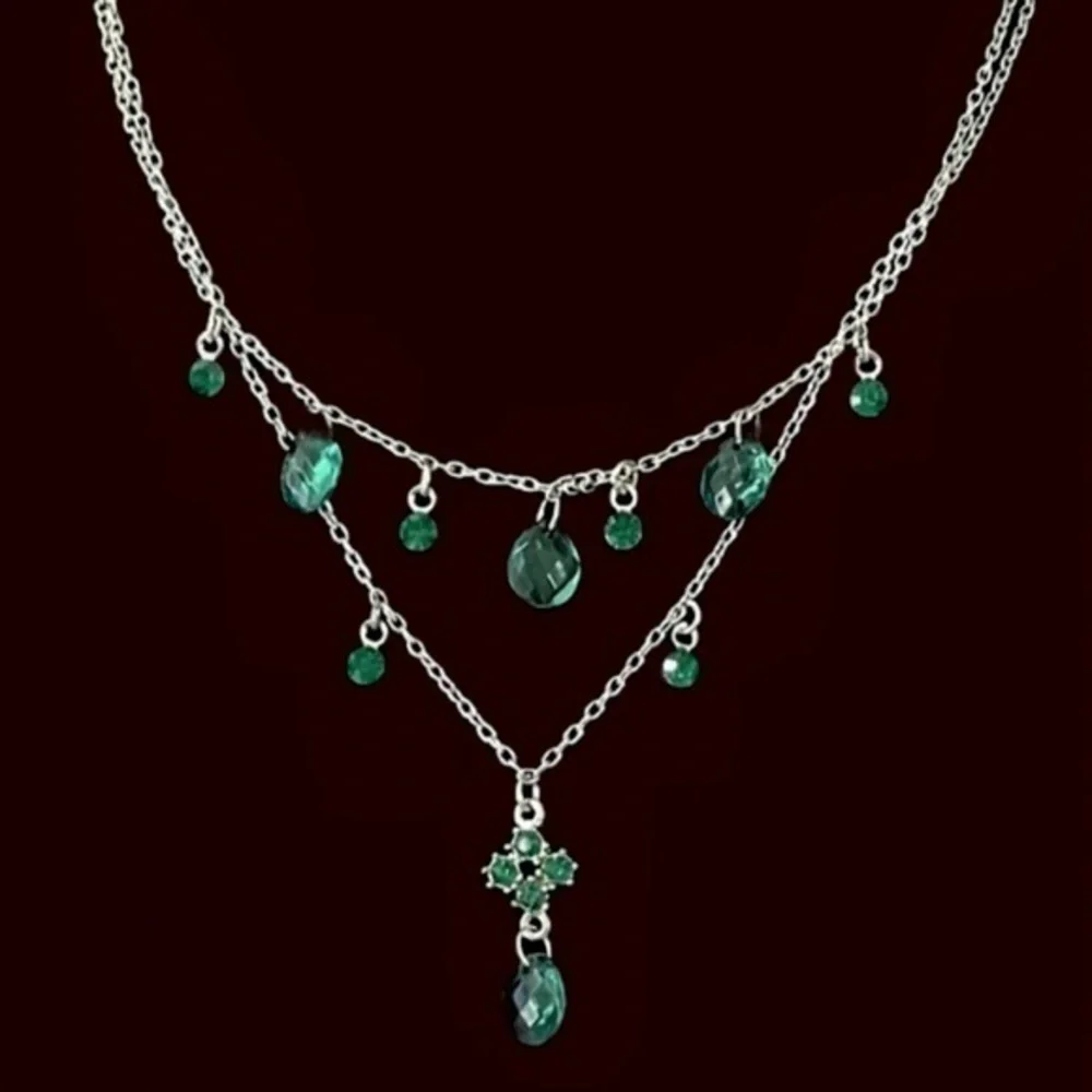 Elegant Silver Necklace with Green Accents